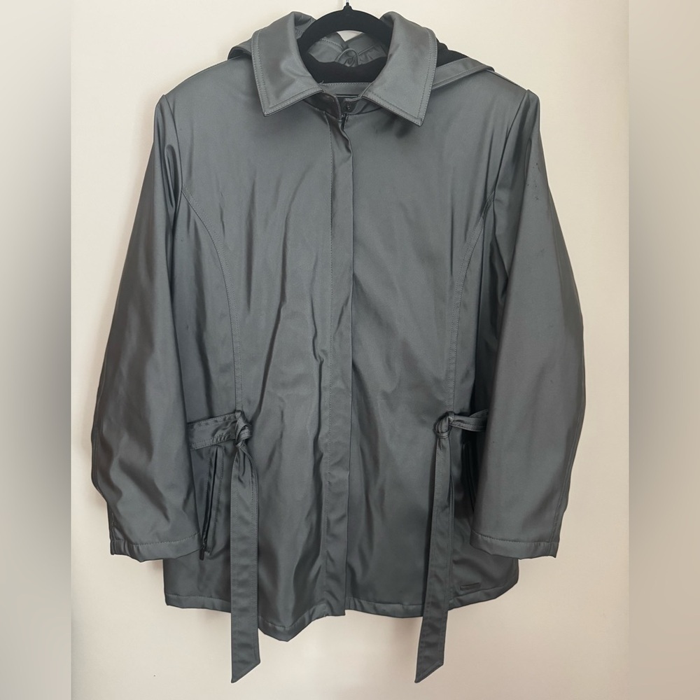 Outbrook Women’s Grey Hooded Fleece LinedJacket Coat Size 1X 16W 18W VTG Y2K